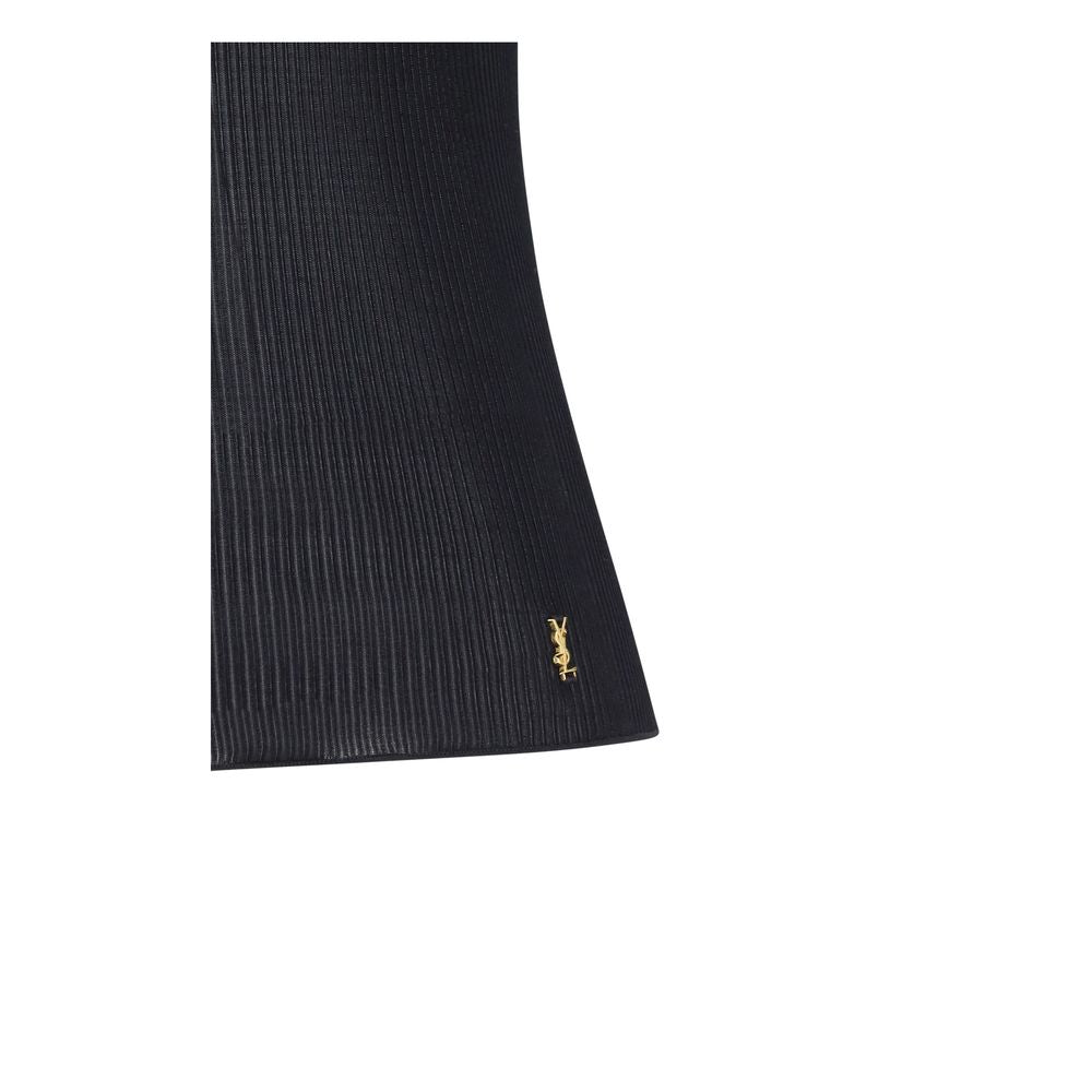 Saint Laurent Black Silk Sleeveles T-Shirt