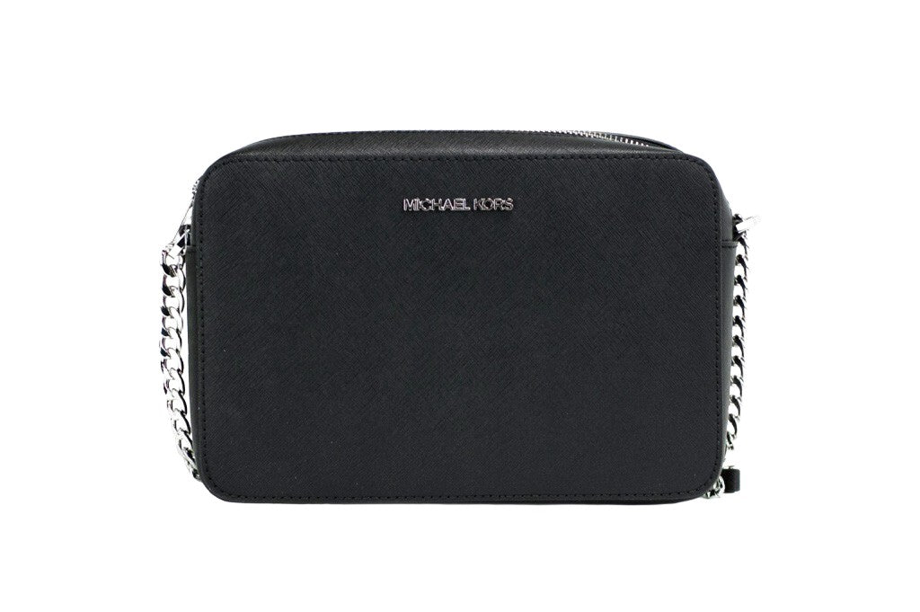 Michael Kors Jet Set Large East West Black Saffiano Leather Crossbody Handbag