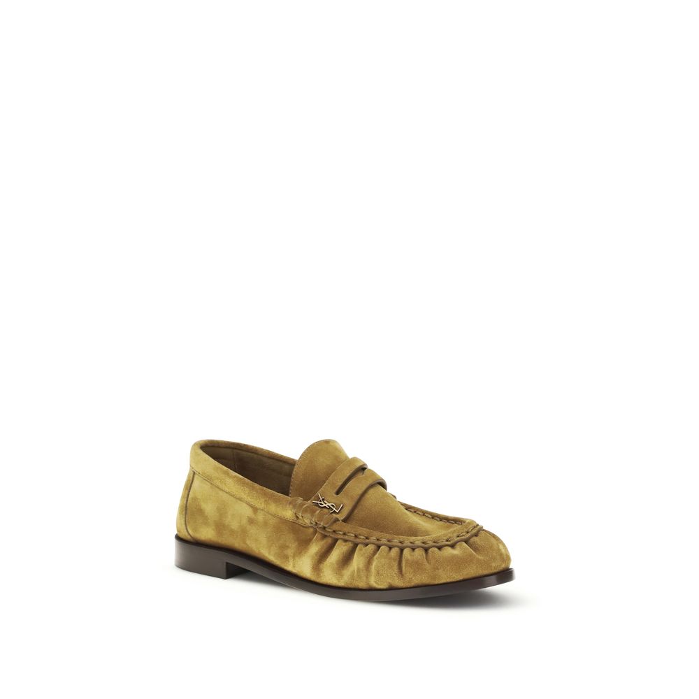 Saint Laurent Beige Calf Leather Bos Taurus Slip-On Loafers