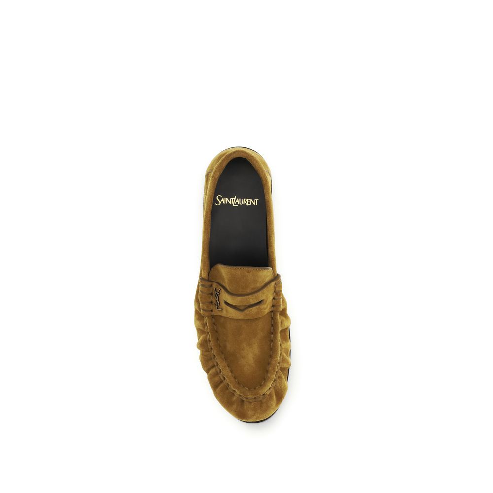 Saint Laurent Beige Calf Leather Bos Taurus Slip-On Loafers