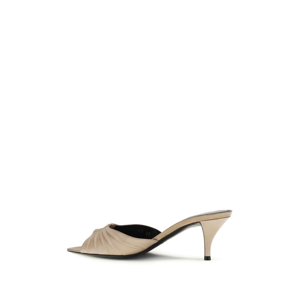 Saint Laurent Beige Calf Leather Bos Taurus Mules