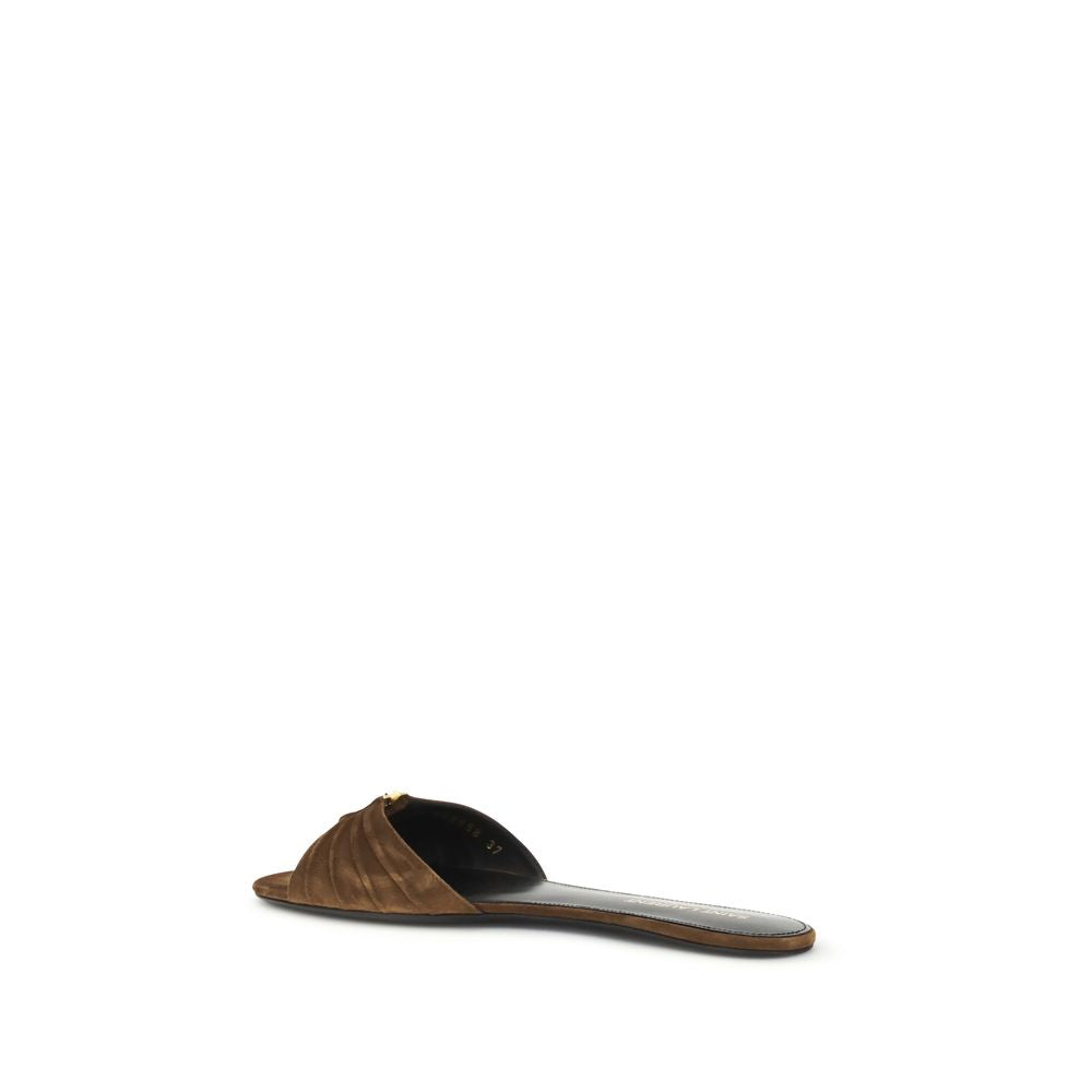 Saint Laurent Brown Calf Leather Bos Taurus Sandals