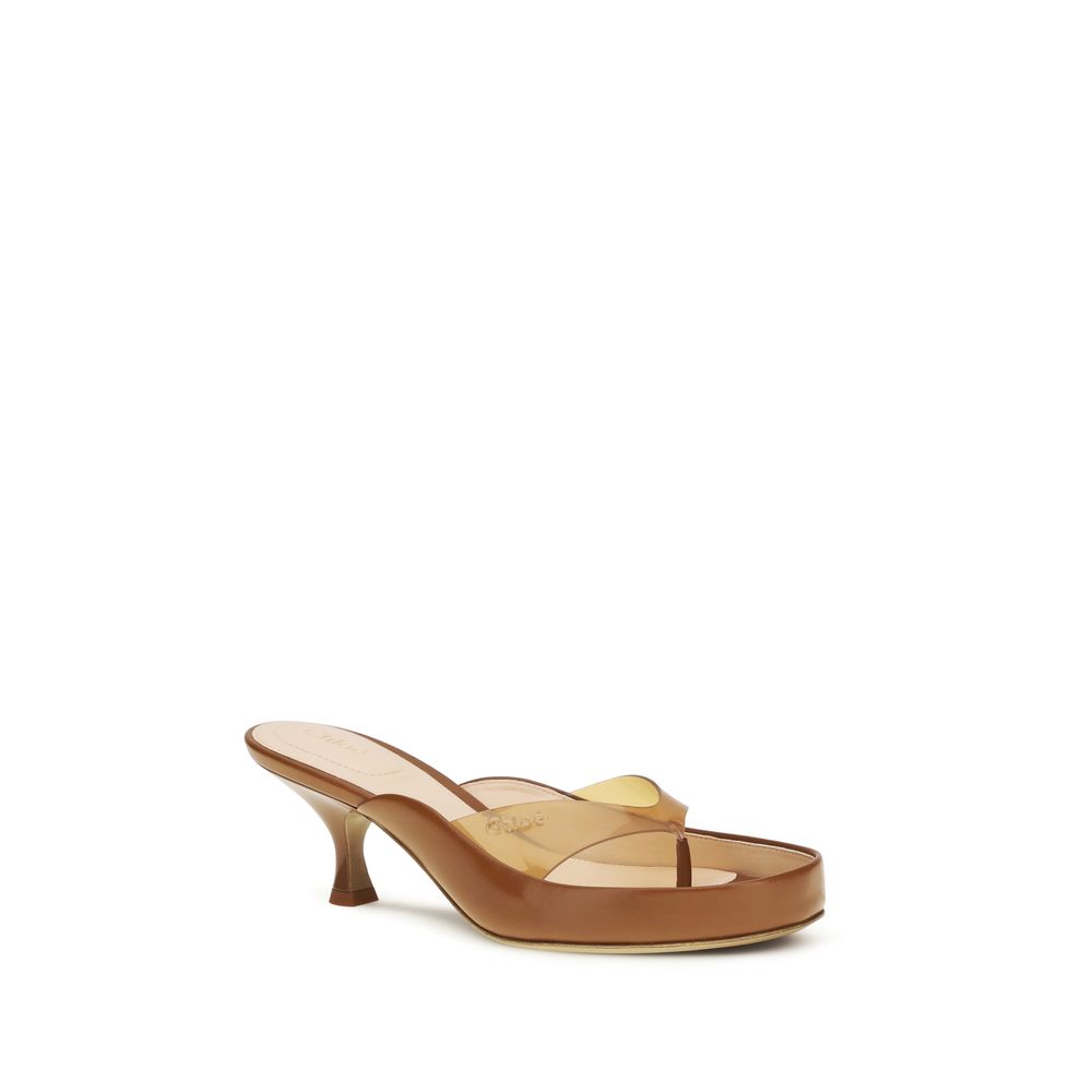 Chloé Brown Calf Leather Bos Taurus Stiletto Heel Sandals