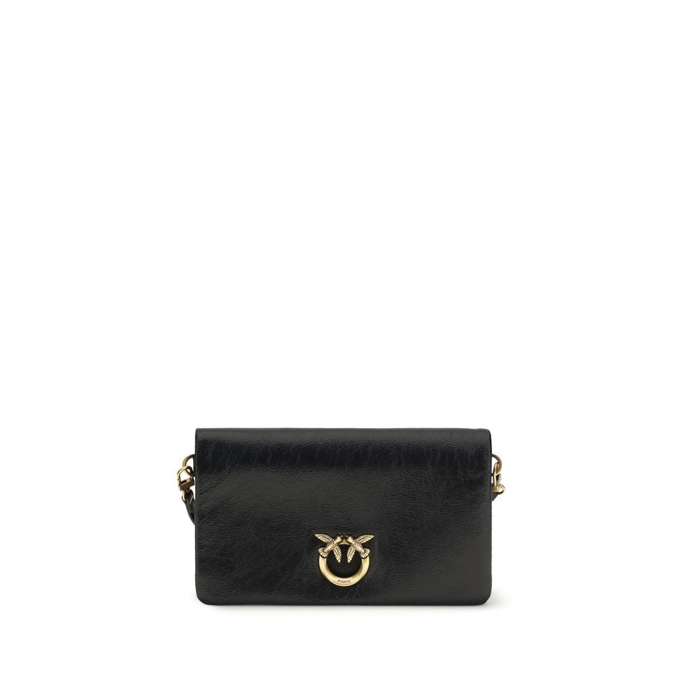 PINKO Black Goatskin Shoulder Bag