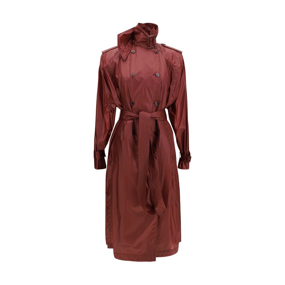 Saint Laurent Bordeaux Polyamide Trench Coat