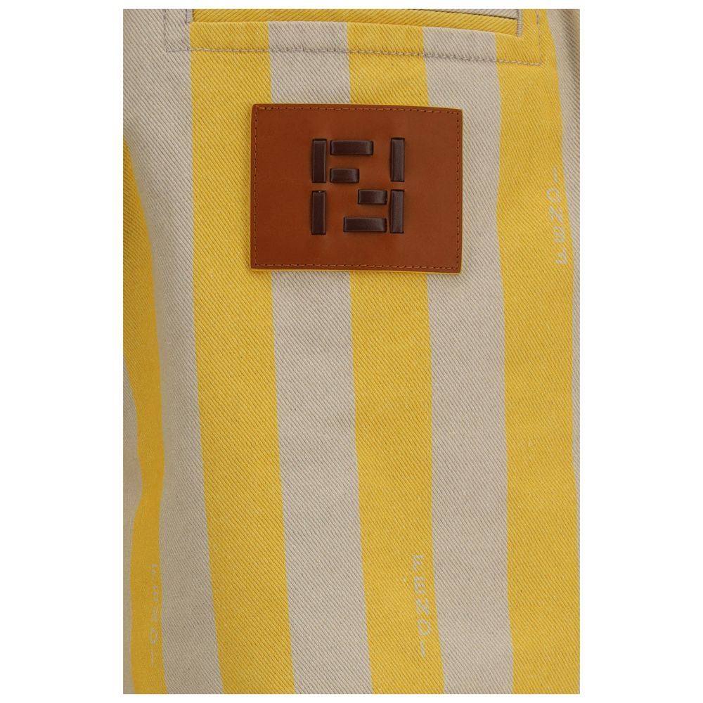 Fendi Bicolor Cotton Bermuda Shorts