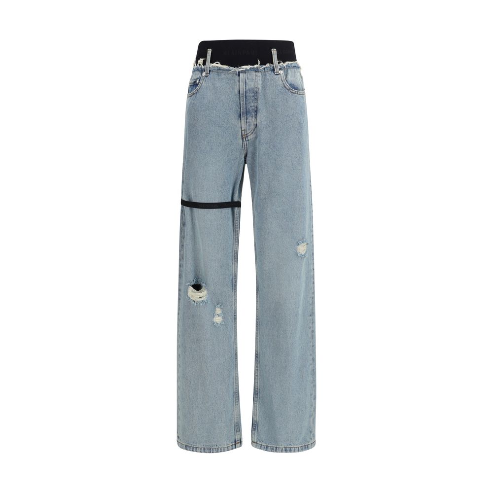 ALAINPAUL Blue Cotton High-Waisted Jean