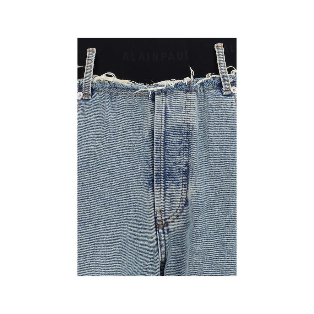 ALAINPAUL Blue Cotton High-Waisted Jean