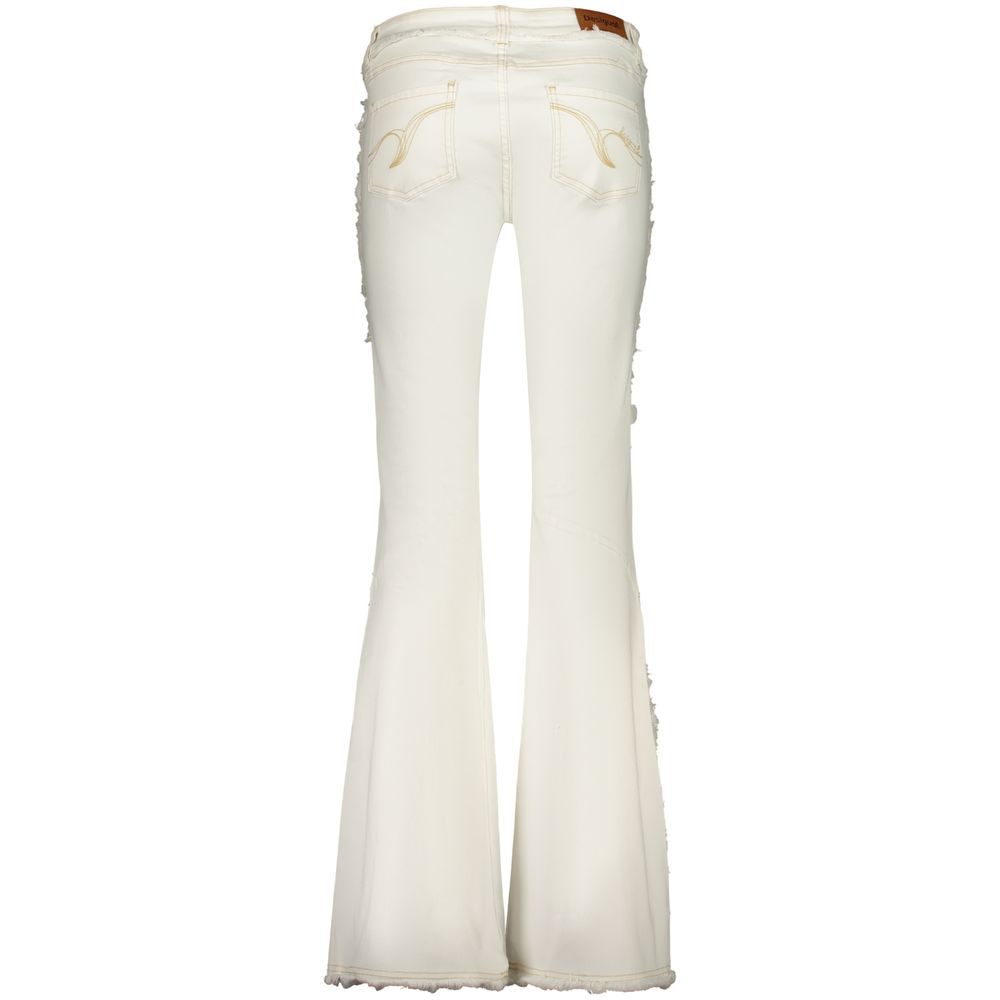 Desigual White Cotton Flared Jeans