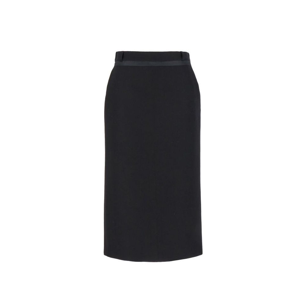 Fendi Black Virgin Wool Long Skirt
