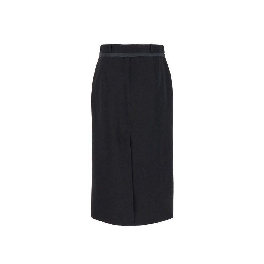 Fendi Black Virgin Wool Long Skirt
