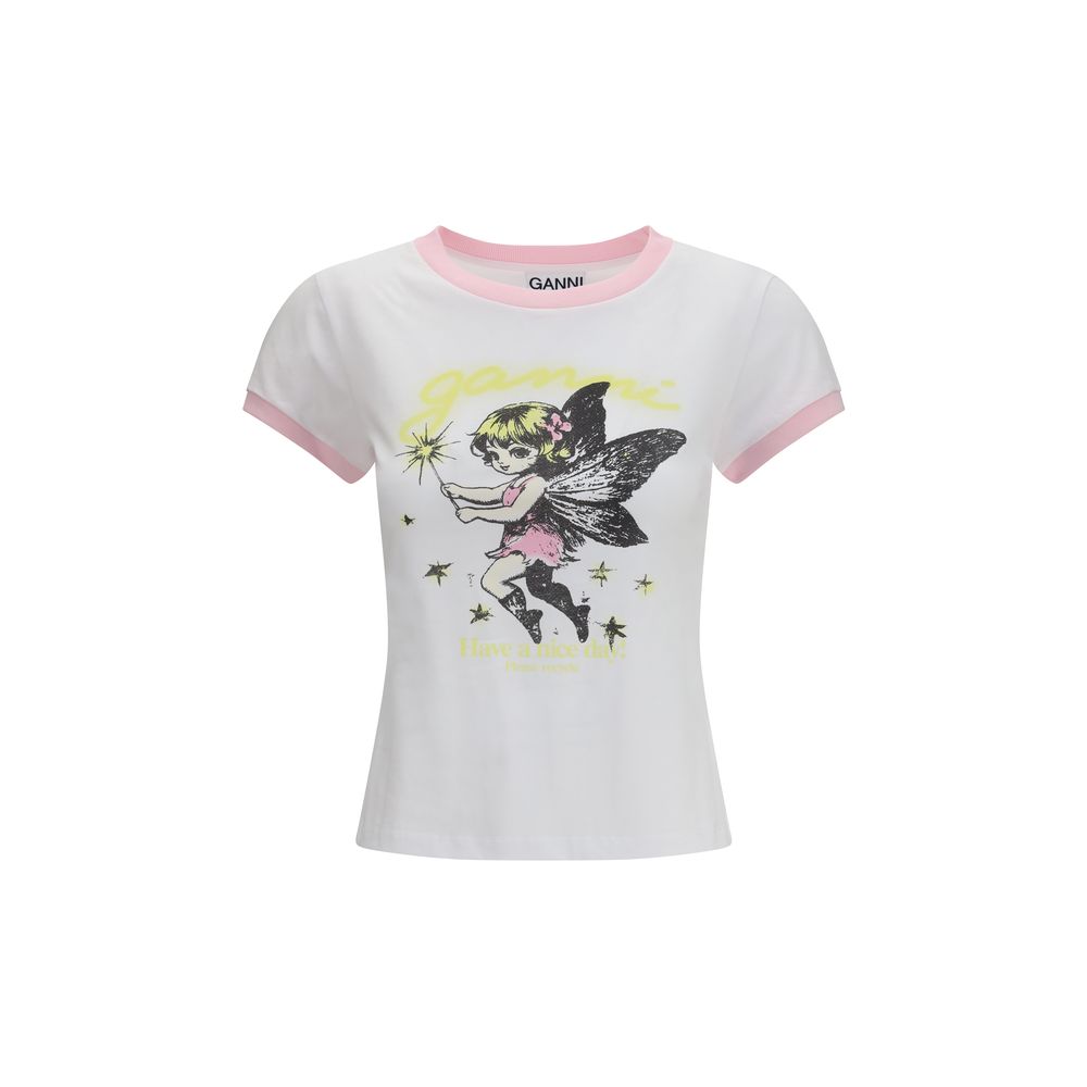 Ganni White Cotton T-Shirt