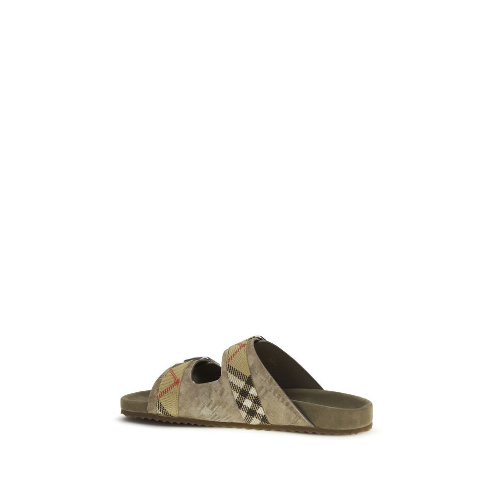 Burberry Beige Calf Leather Bos Taurus Flat Sandals