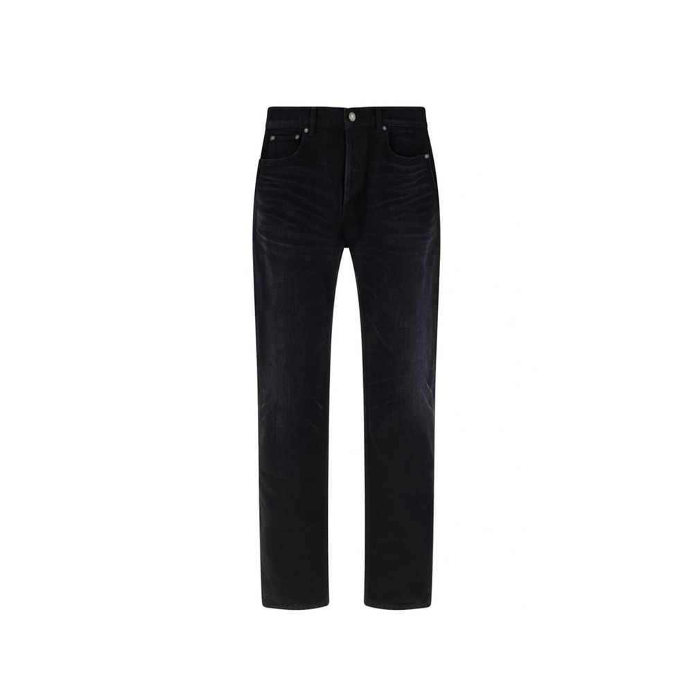 Saint Laurent Black Cotton Straight-Leg Jeans