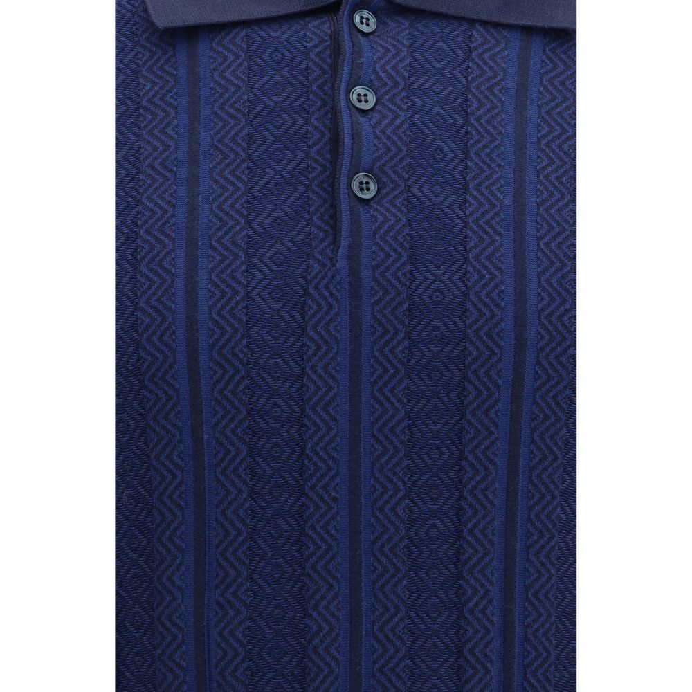 Brunello Cucinelli Blue Cotton Polo Shirt