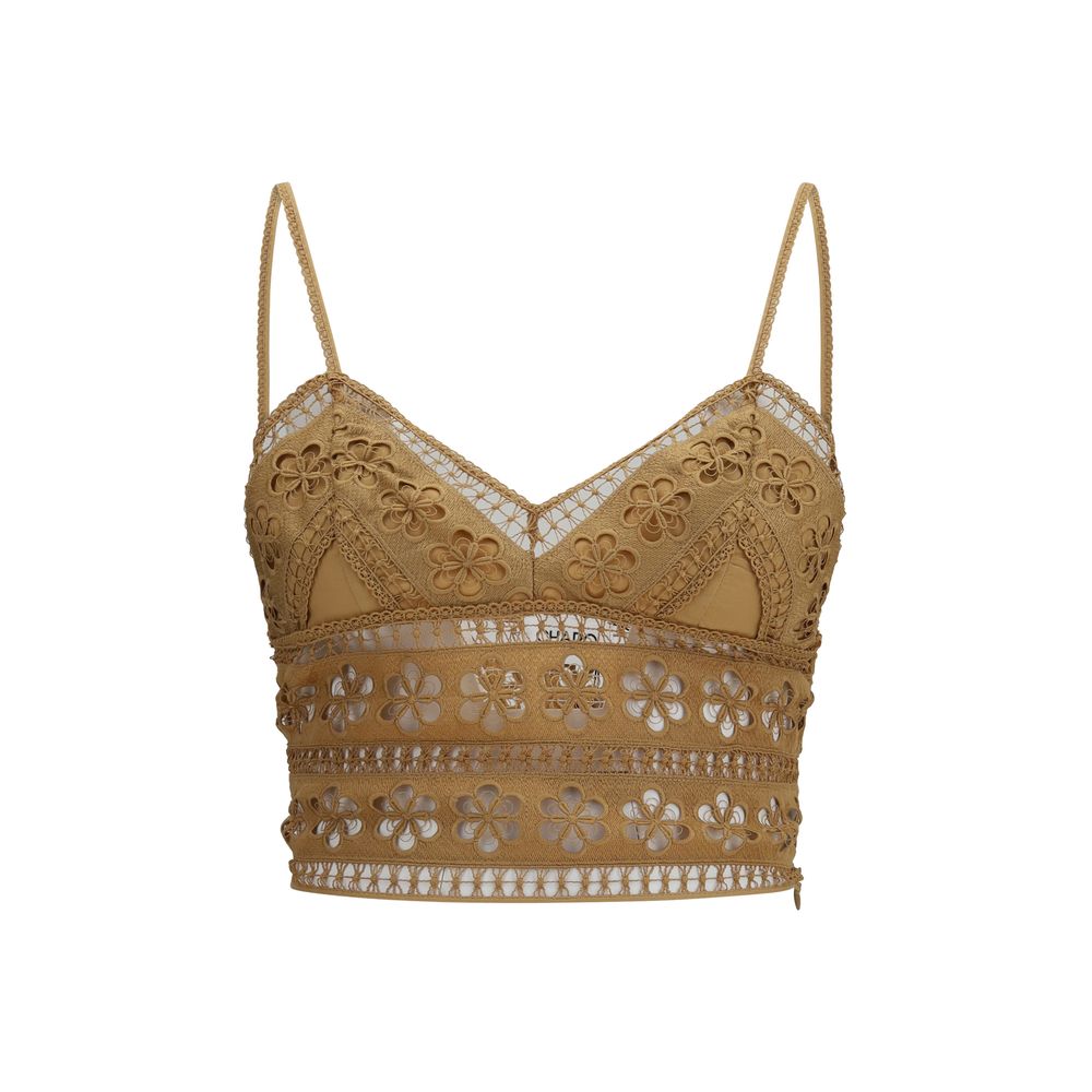 Charo Ruiz Brown Cotton Sleeveles T-Shirt