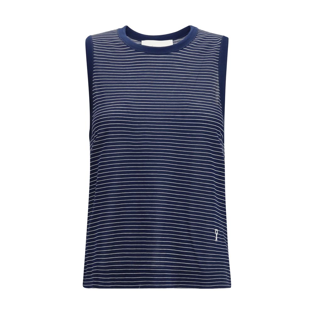 Ami Paris Blue Cotton Tank Tops