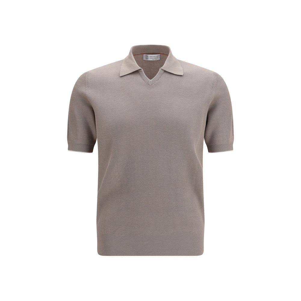 Brunello Cucinelli Gray Cotton Polo Shirt