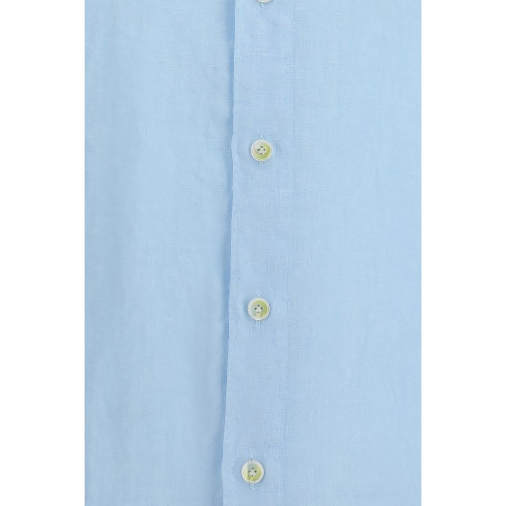 Finamore Blue Linen Longsleeve Shirt