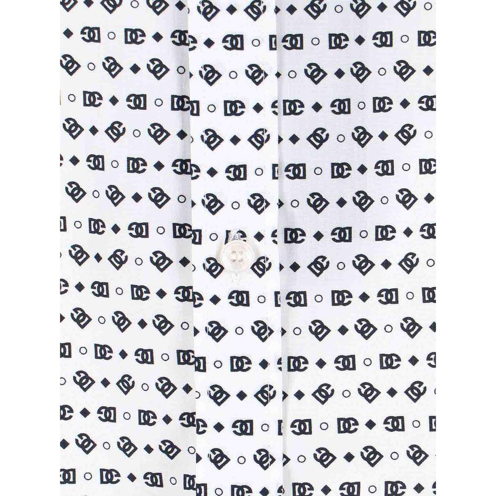 Dolce & Gabbana White Cotton Pattern Shirt
