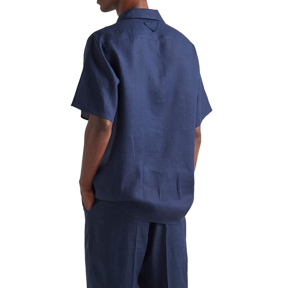 Prada Blue Linen Shortsleeve Shirt