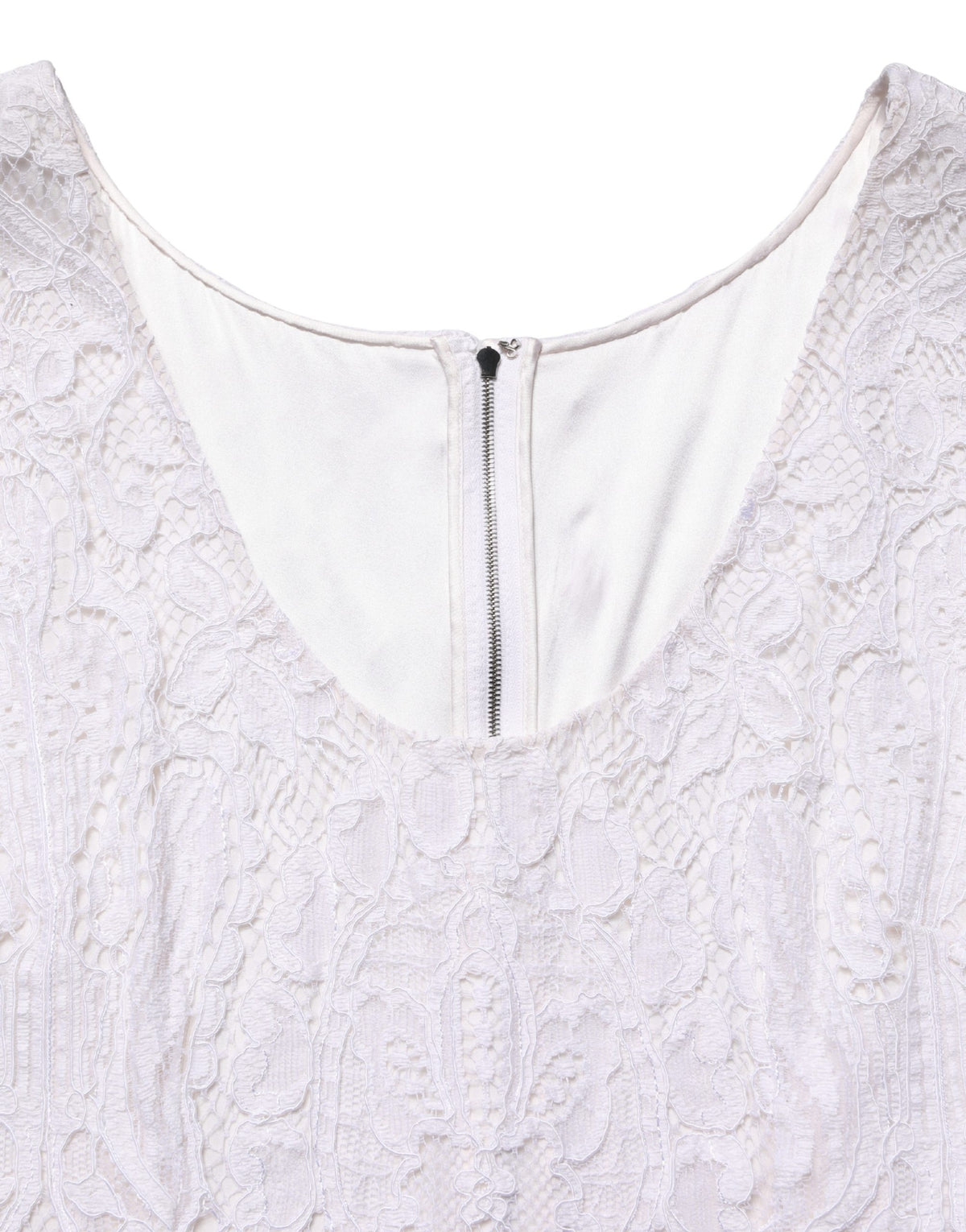 Dolce & Gabbana White Floral Lace Sleeveless Midi Dress