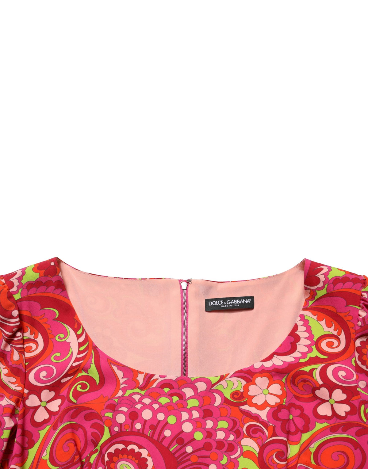 Dolce & Gabbana Red Paisley Floral Print Sheath Midi Dress