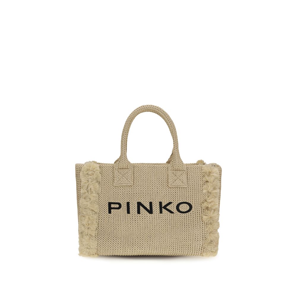 PINKO Beige Raffia Shoulder Bag