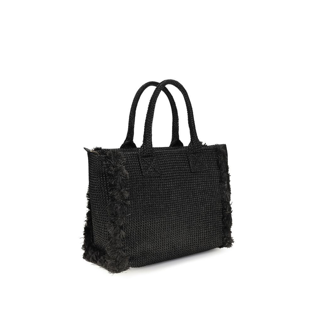 PINKO Black Raffia Shoulder Bag
