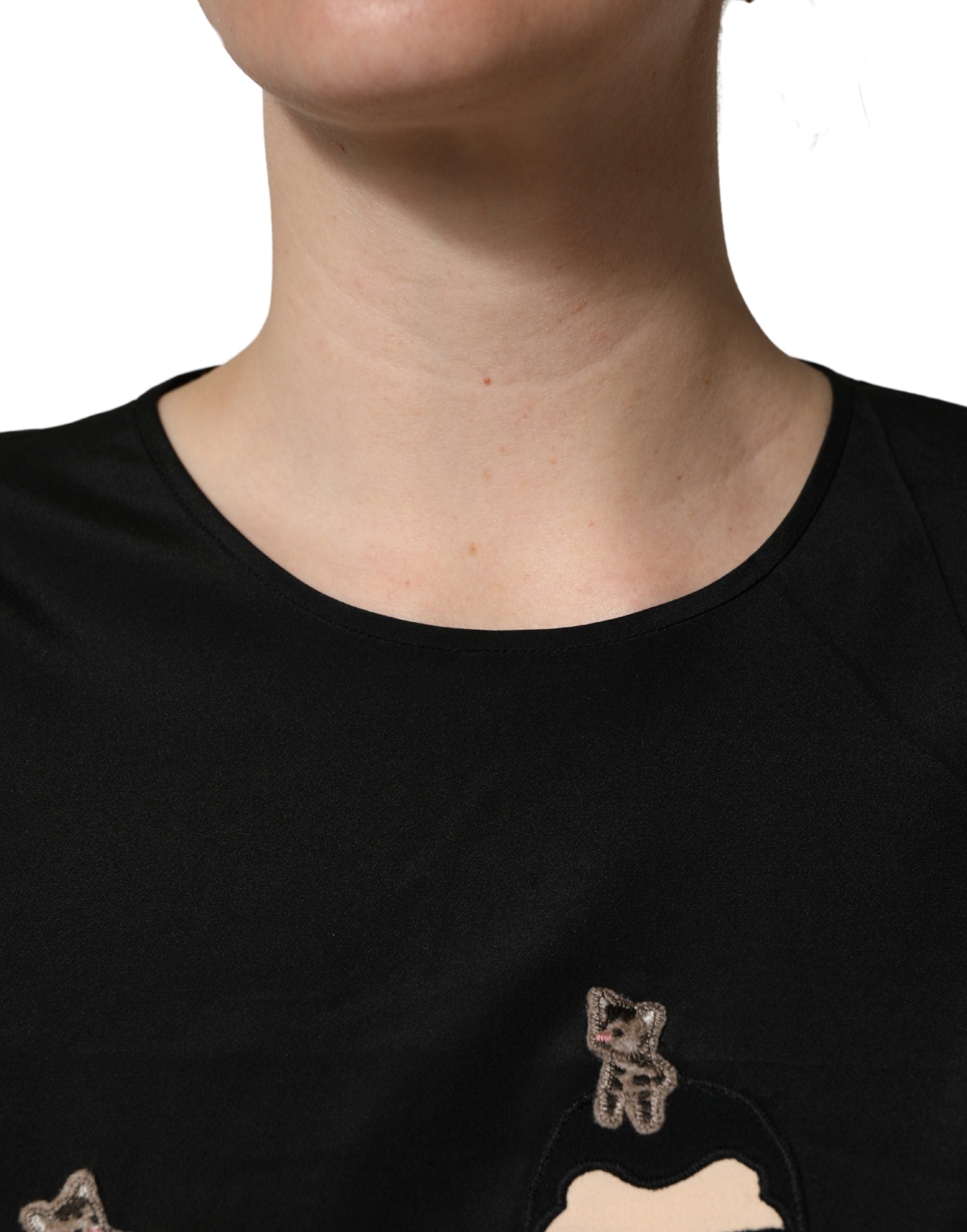 Dolce & Gabbana Black #dgfamily Silk Blouse Top