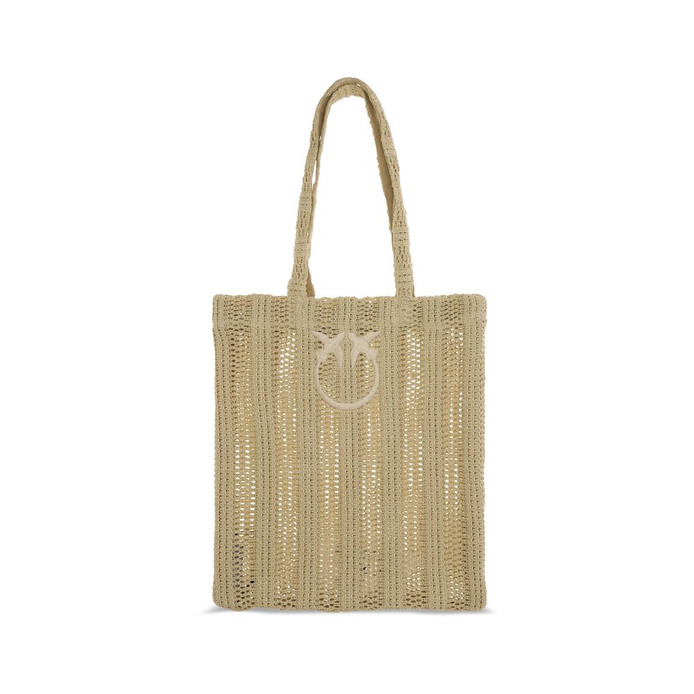 PINKO Beige Raffia Shoulder Bag