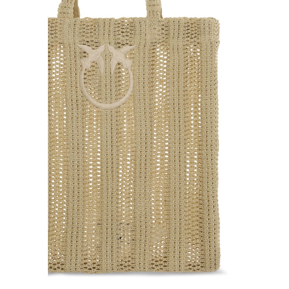 PINKO Beige Raffia Shoulder Bag
