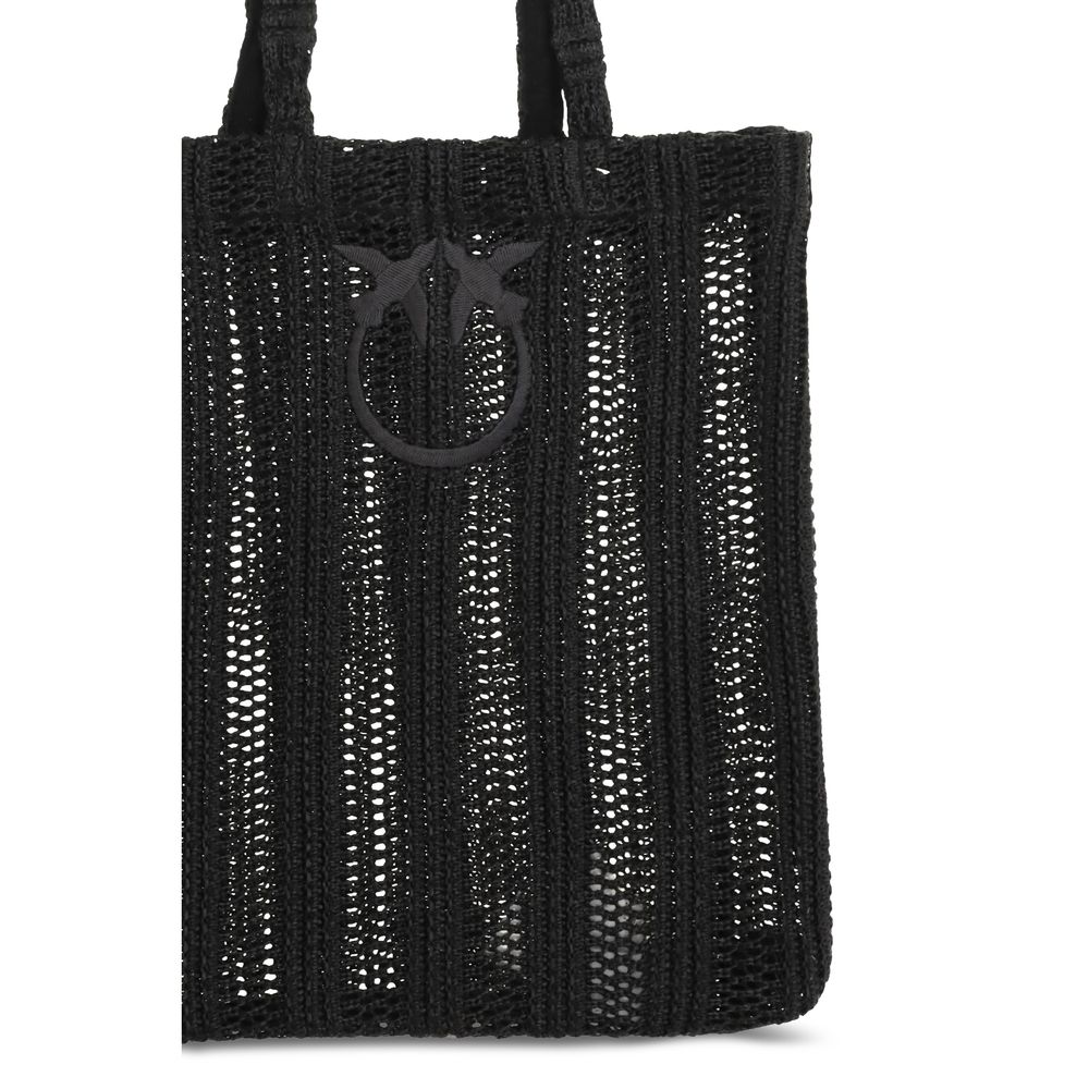PINKO Black Raffia Shoulder Bag