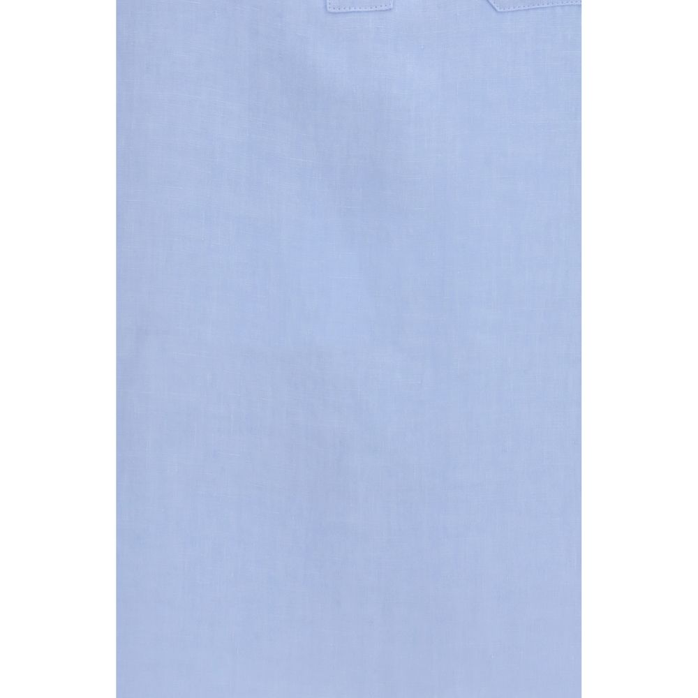 'S Max Mara Blue Linen Dress Shirt