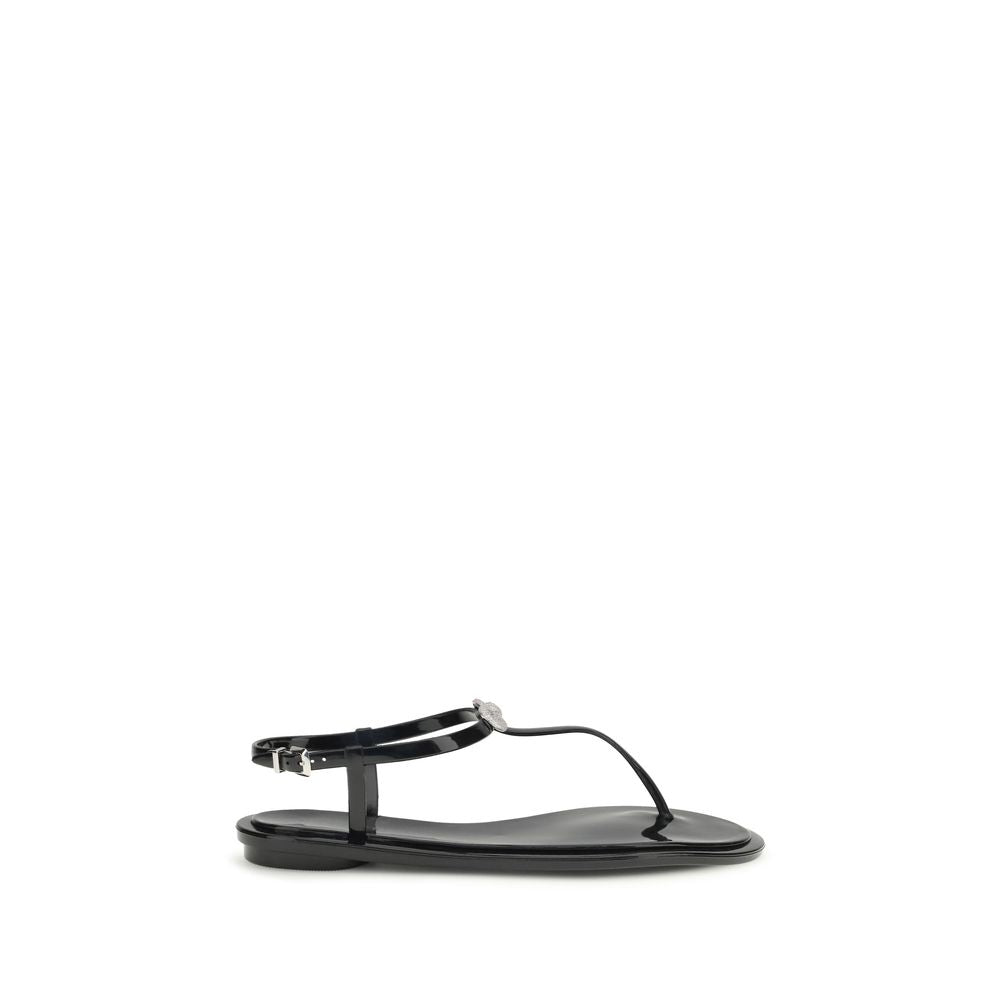 MACH & MACH Black Rubber Flat Sandals