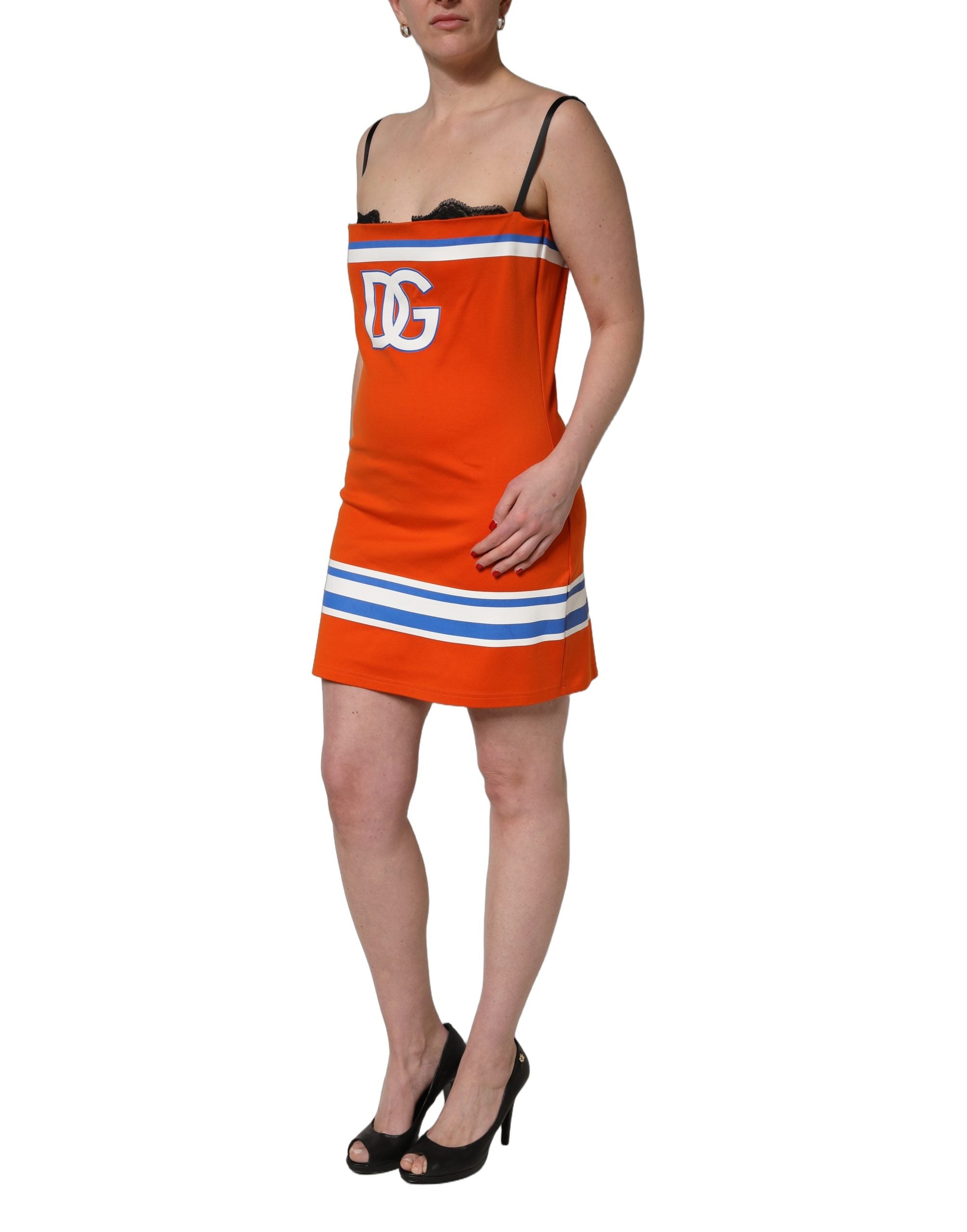 Dolce & Gabbana Orange Cotton Superbowl Football Inspired Mini Dress