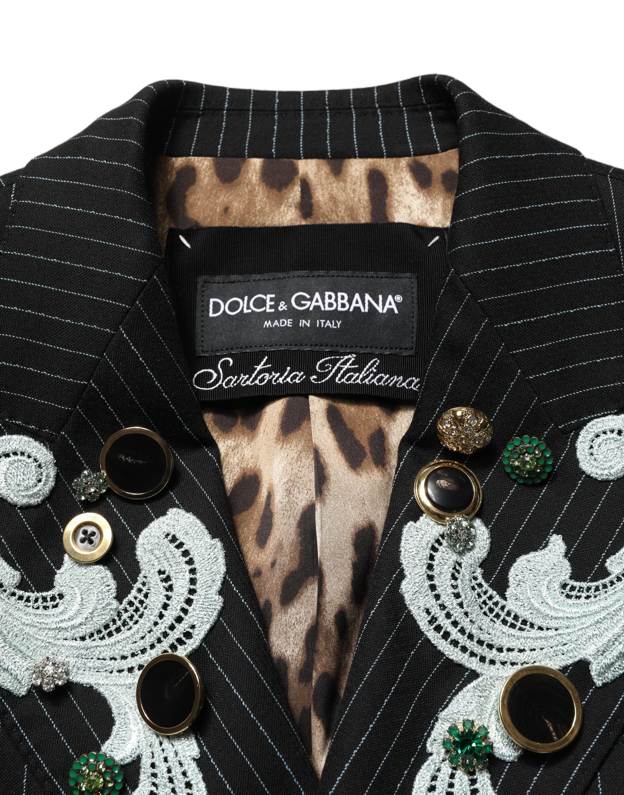جاكيت بليزر بقصة مزدوجة الصدر ومخطط باللون الأسود من Dolce & Gabbana
