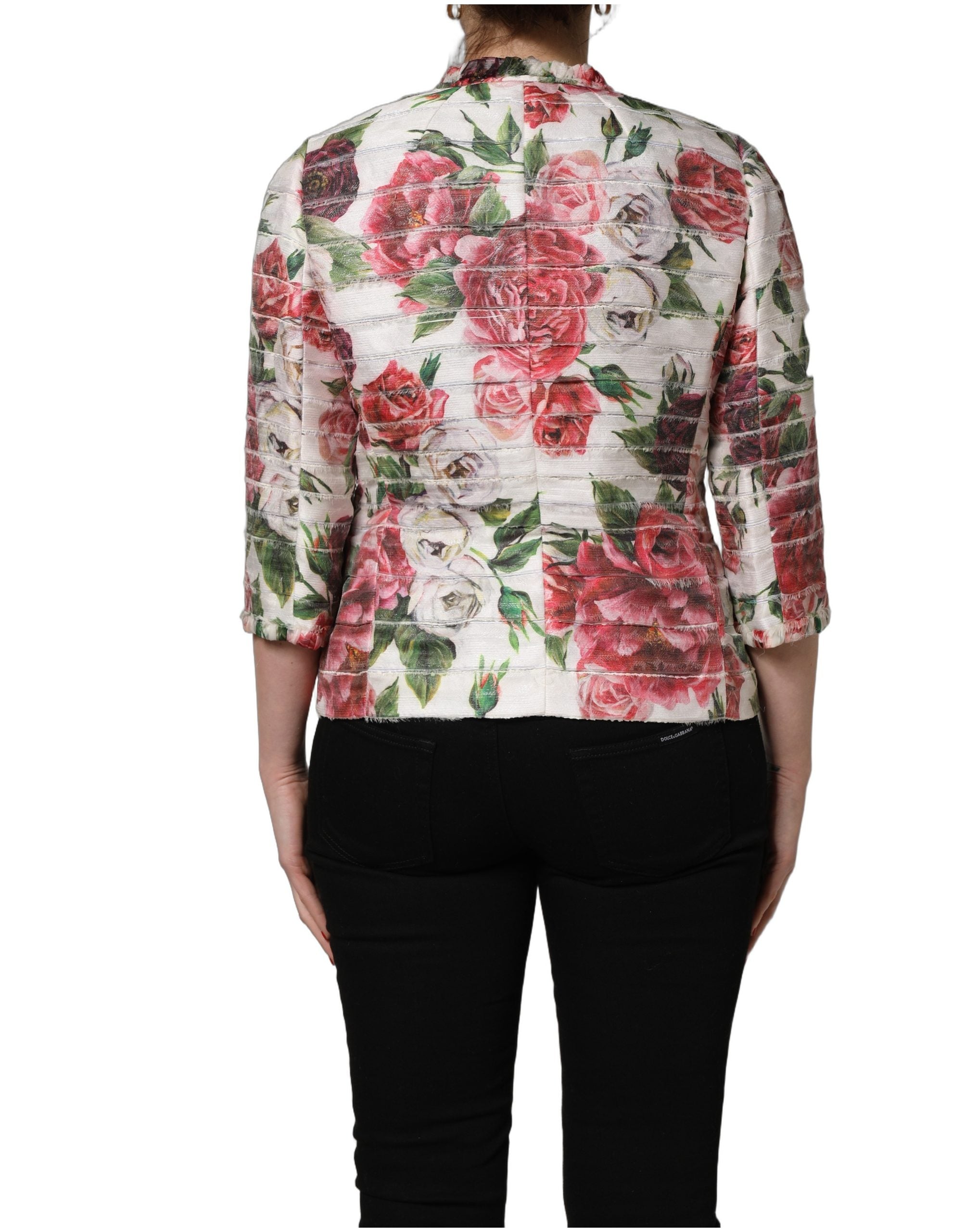 جاكيت معطف من البوليستر بطبعة الفاوانيا متعدد الألوان من دولتشي آند غابانا