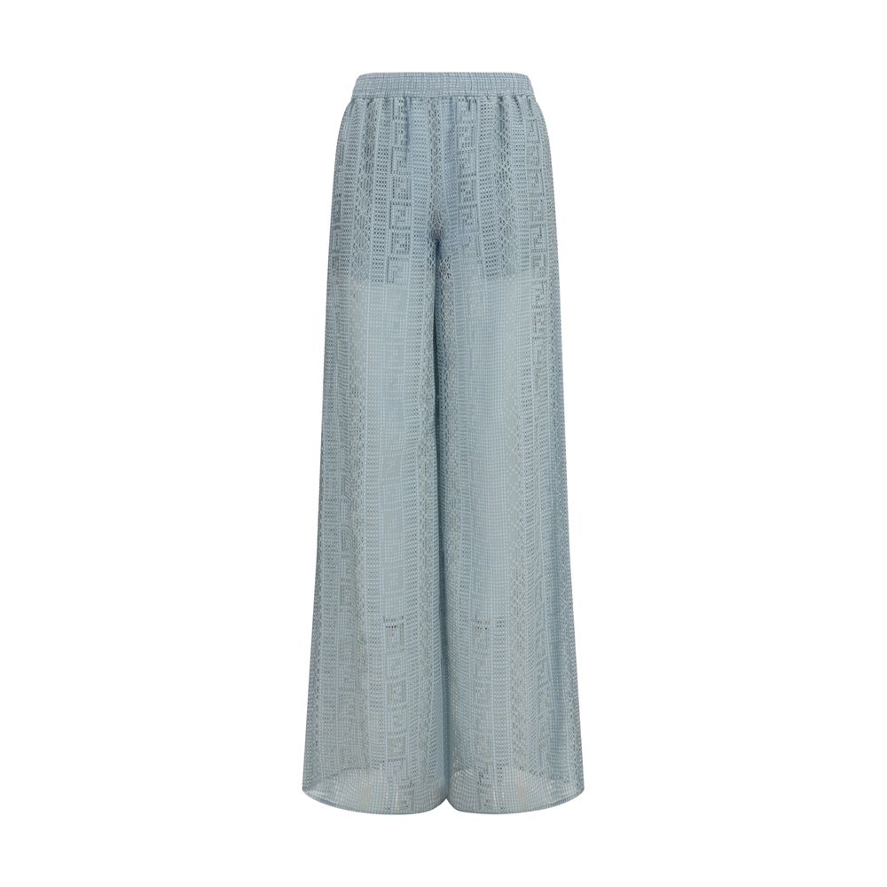 Fendi Blue Viscose Casual Pants