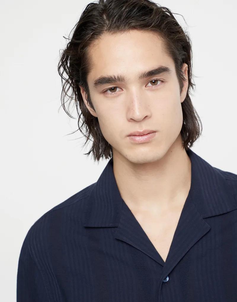 Brunello Cucinelli Blue Cotton Shirt
