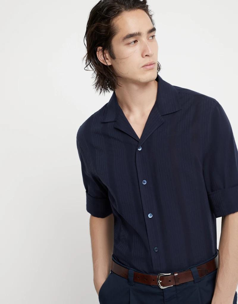 Brunello Cucinelli Blue Cotton Shirt