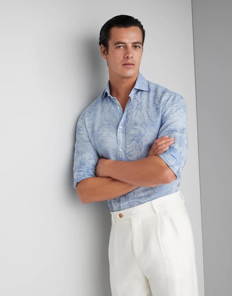 Brunello Cucinelli Blue Cotton Shirt