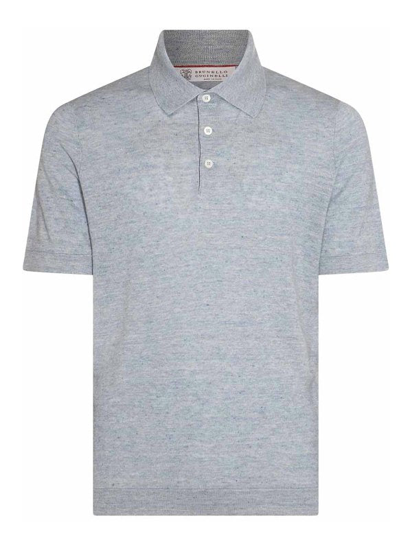 Brunello Cucinelli Light Blue Linen Shortsleeve Shirt