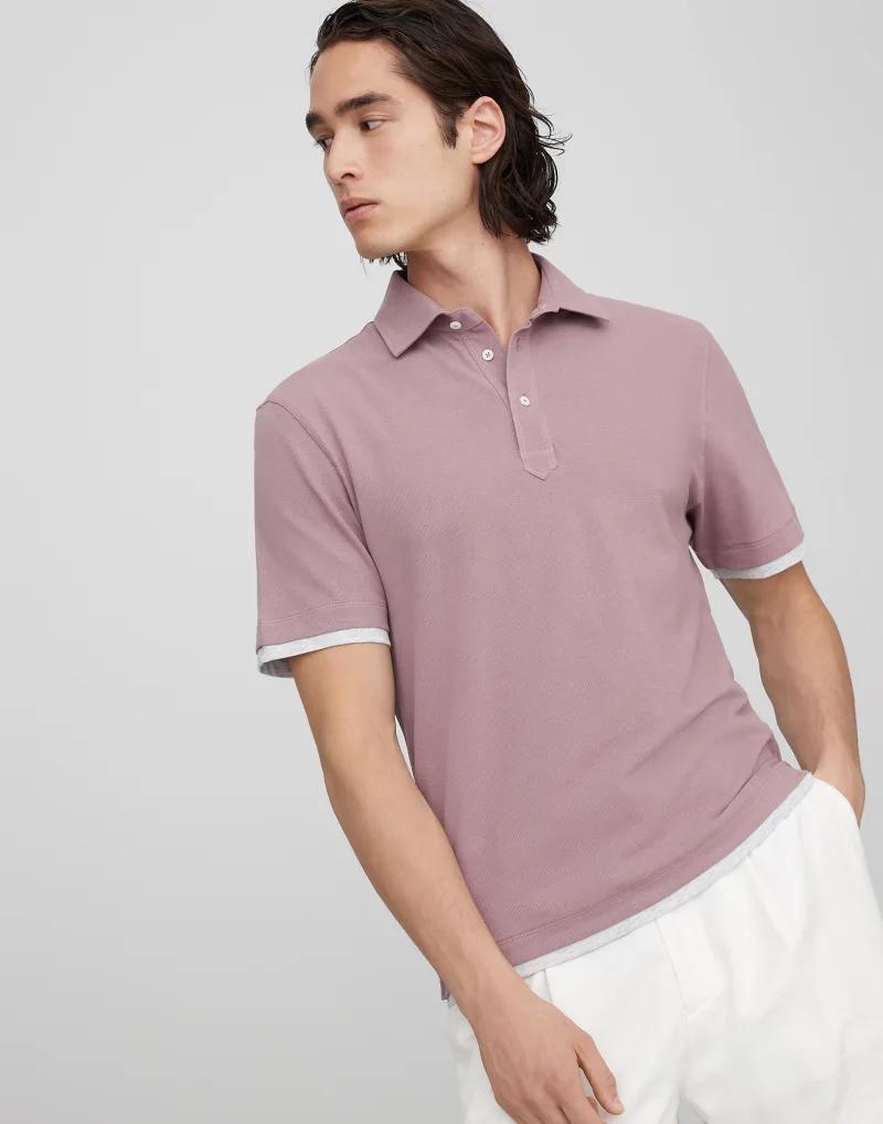 Brunello Cucinelli Bicolor Cotton Polo Shirt