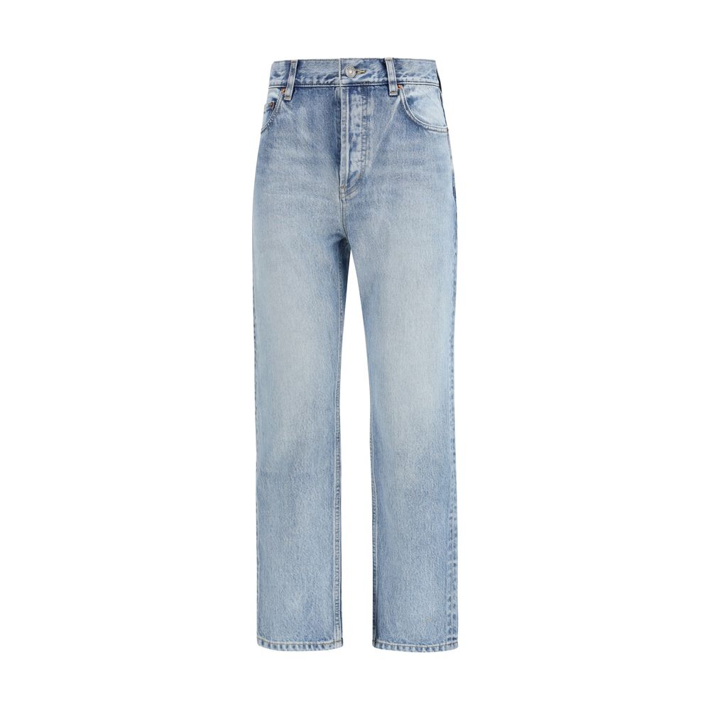 Saint Laurent Blue Cotton Cropped Jeans