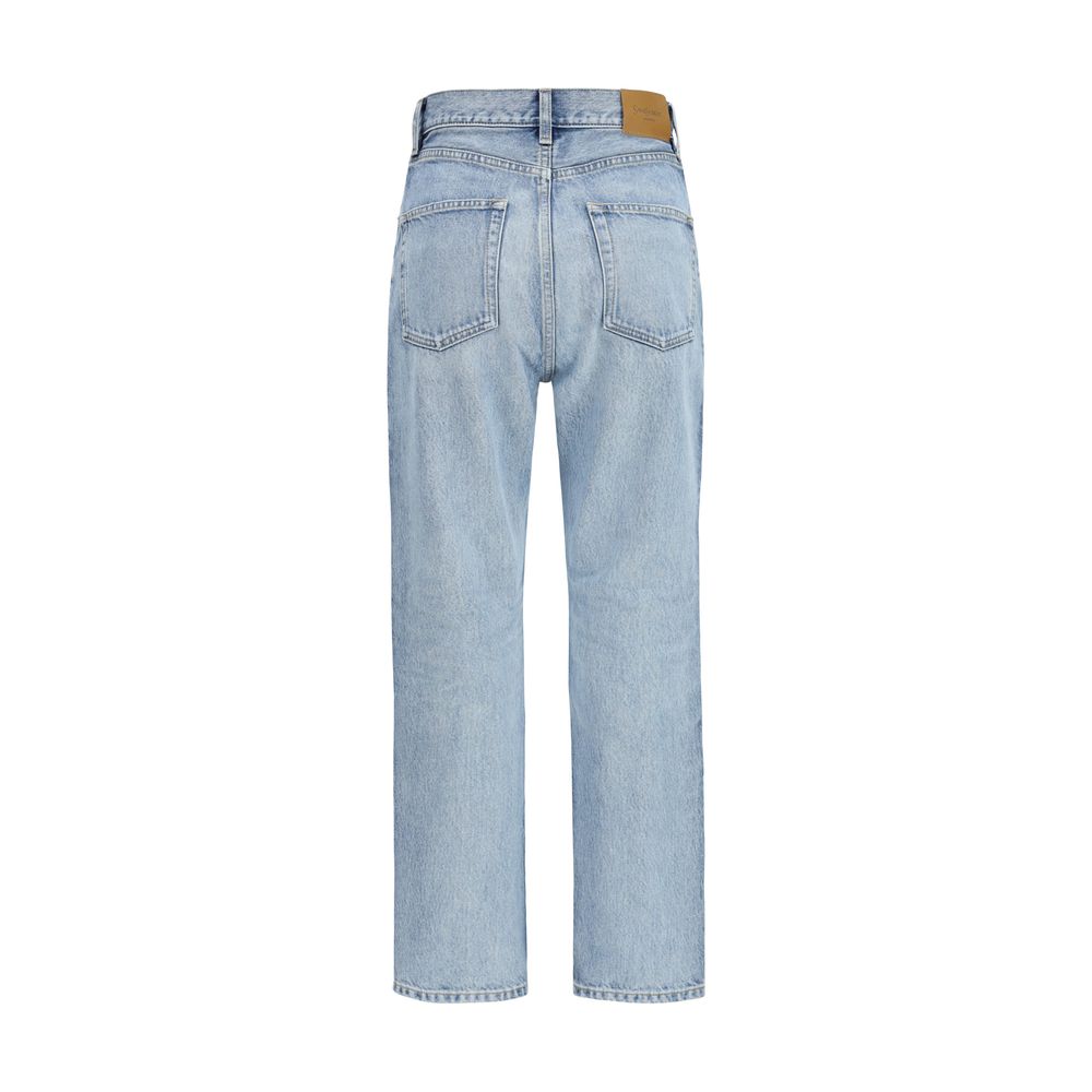 Saint Laurent Blue Cotton Cropped Jeans