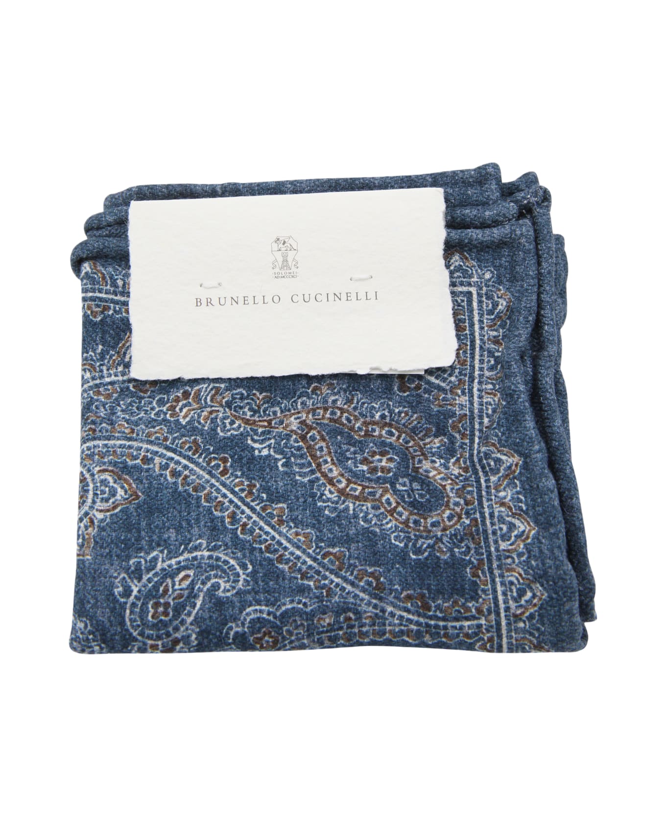 Brunello Cucinelli Blue Silk Pocket Square