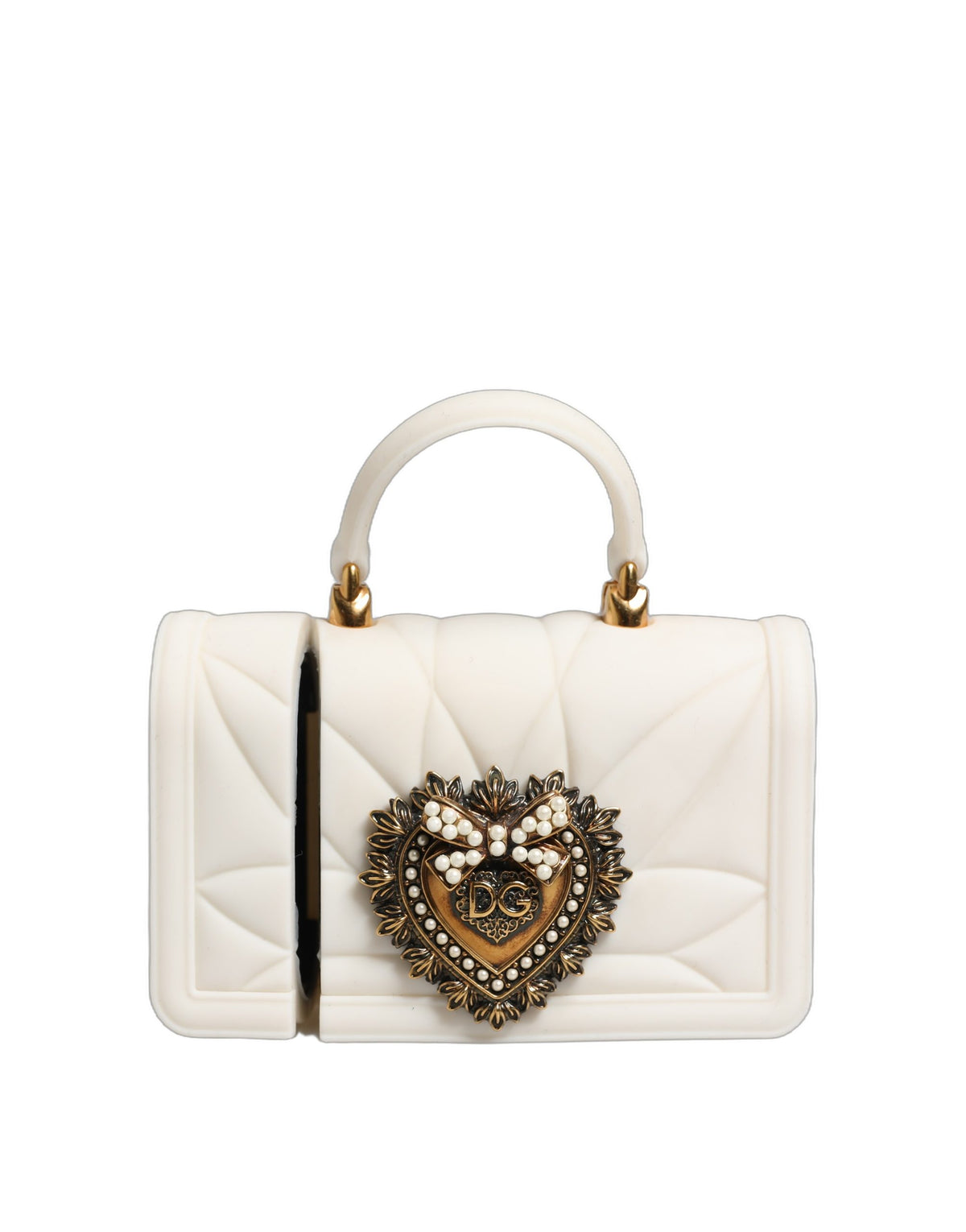 Dolce & Gabbana Case White Silicone Devotion Heart Cover Hand Bag Airpod