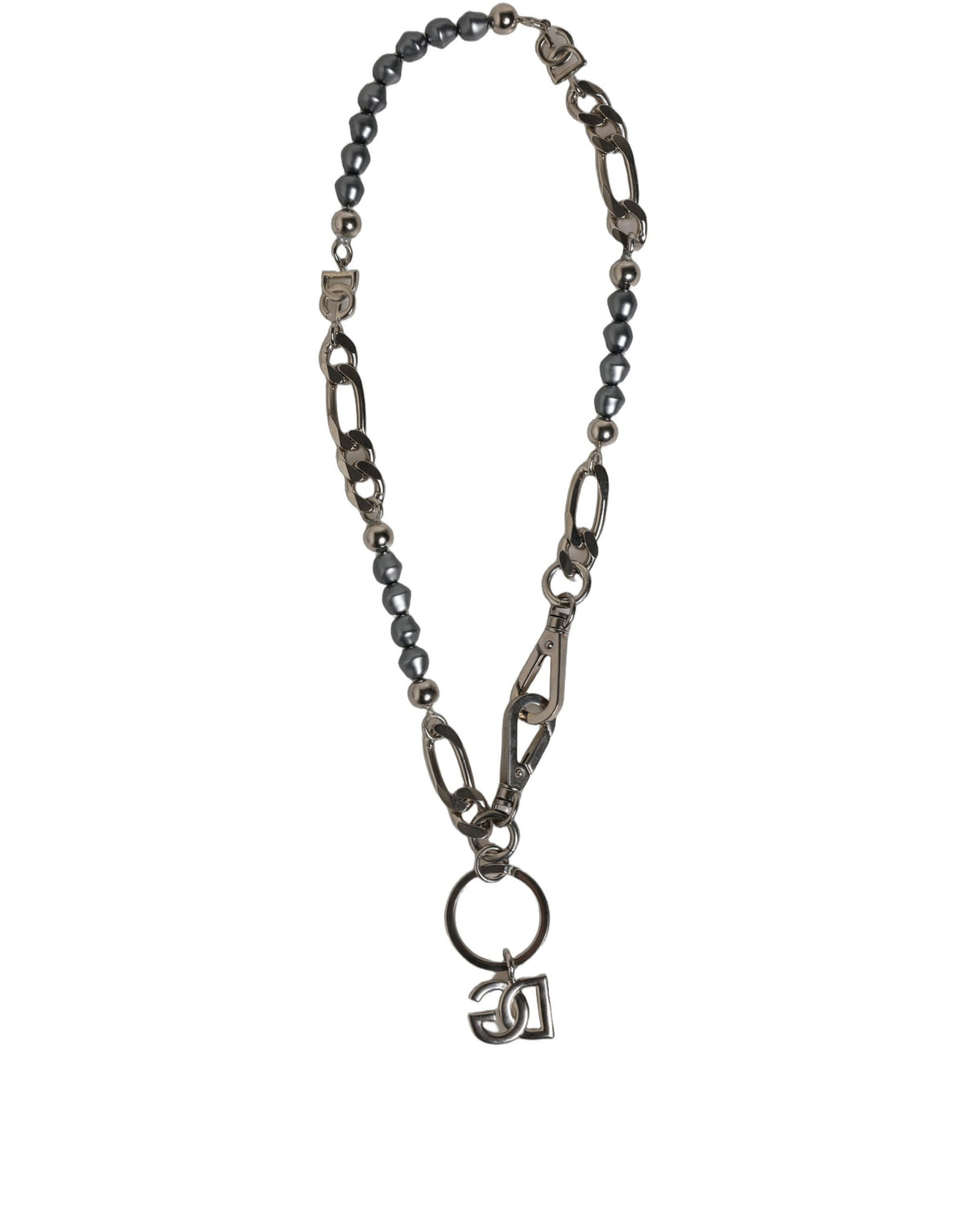 Dolce & Gabbana Silver Tone Chain Signature DG Logo Pendant Necklace