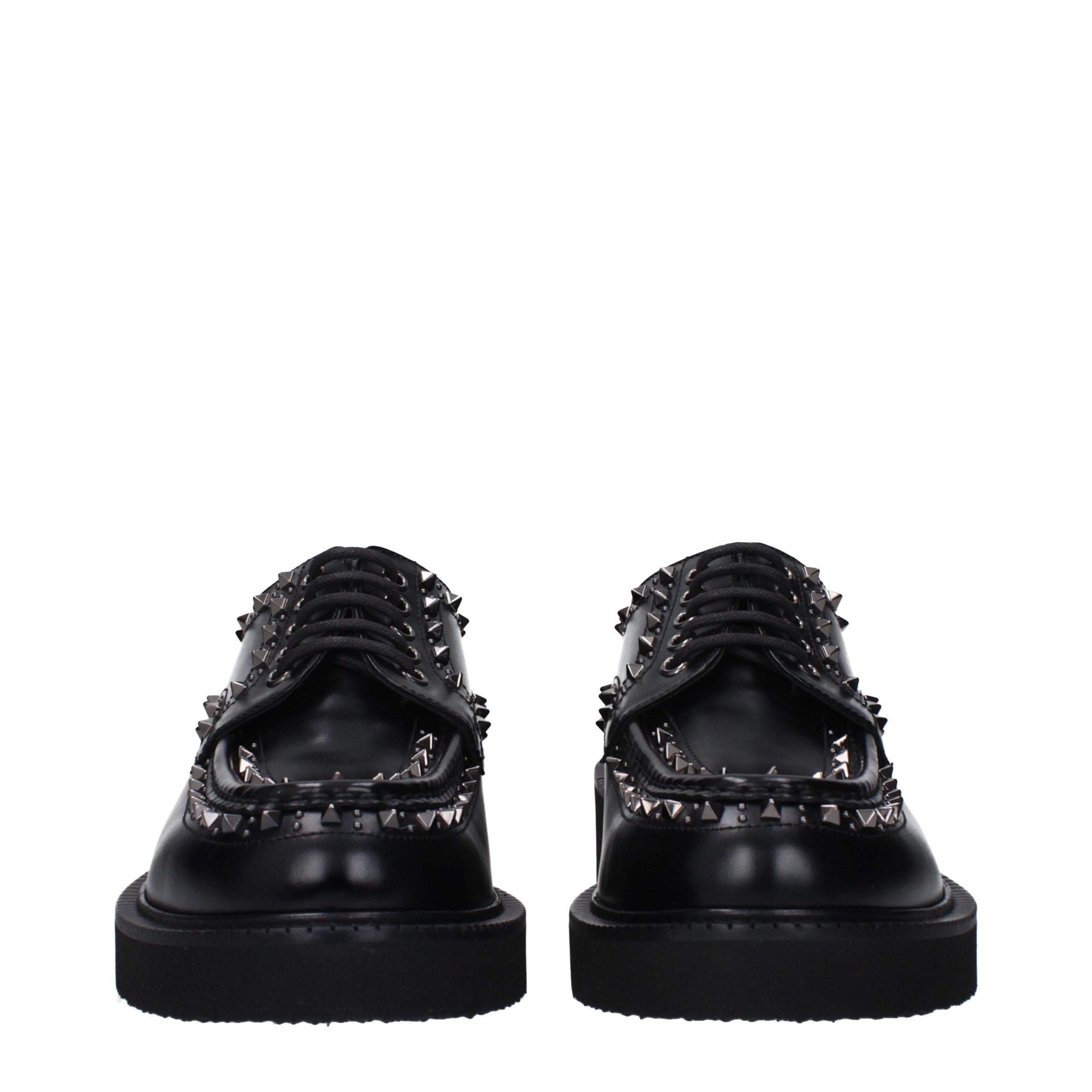 Valentino Garavani Black Leather Oxfords And Derbies